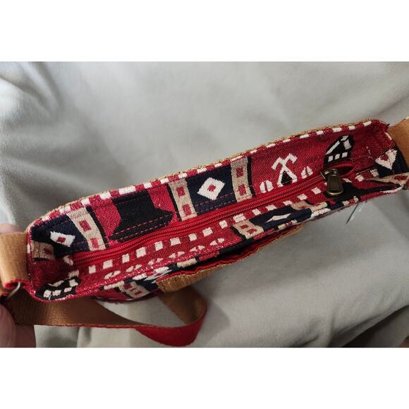 New Sun N Sand Red Aztec Rattan Crossbody PURSE Hobo Long Strap - Picture 6 of 10